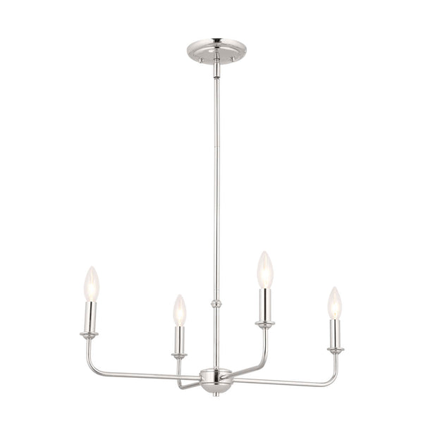 Mariella 25" Four Lights Chandelier, Polished Nickel / Fabric Bell Shade