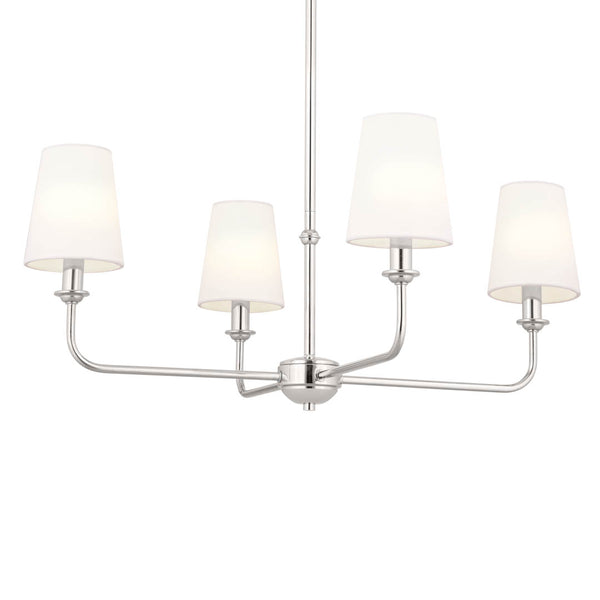 Mariella 25" Four Lights Chandelier, Polished Nickel / Fabric Bell Shade