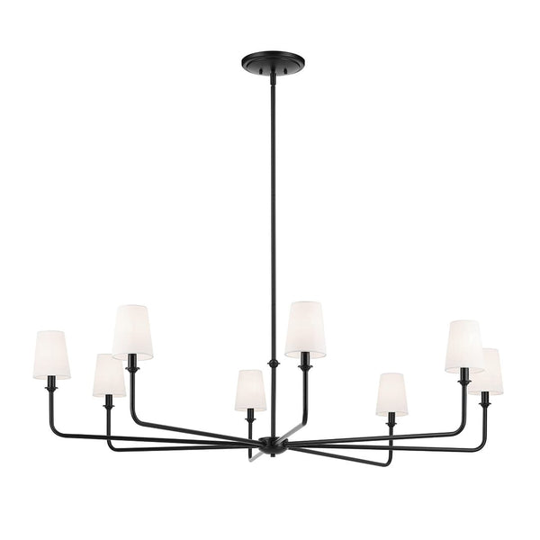 Mariella 52" 8 Light Round Chandelier, White Linen Shade / Black