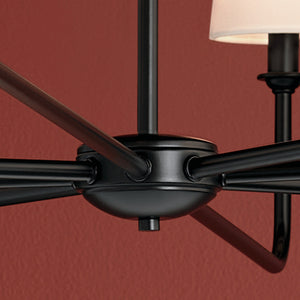 Mariella 52" Eight Lights Chandelier, White Linen Shade / Black