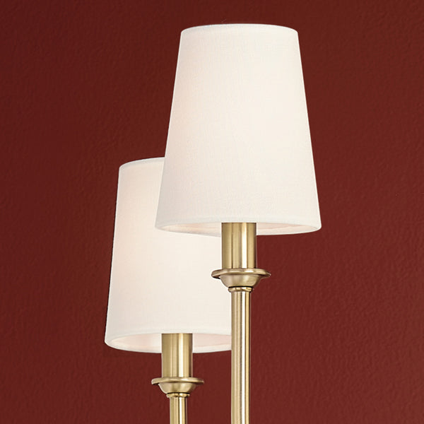 Mariella 52" Eight Lights Chandelier, White Linen Shade / Brushed Natural Brass