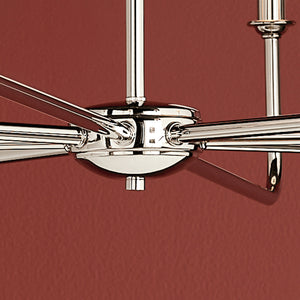 Mariella 52" Eight Lights Chandelier, White Linen Shade / Polished Nickel