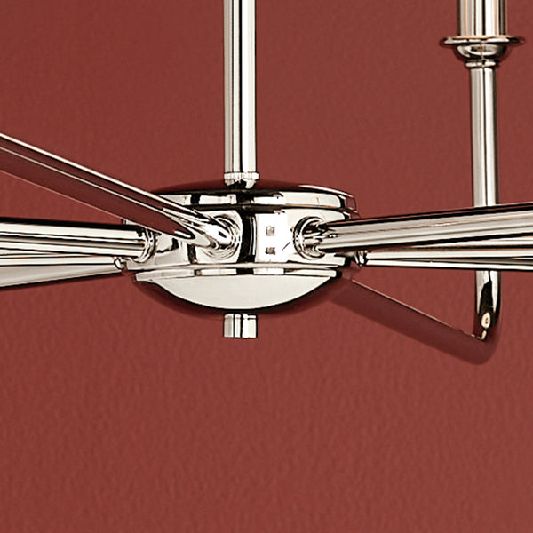 Mariella 52" Eight Lights Chandelier, White Linen Shade / Polished Nickel