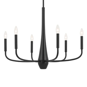 Nerra 28" Six Lights Chandelier, Black