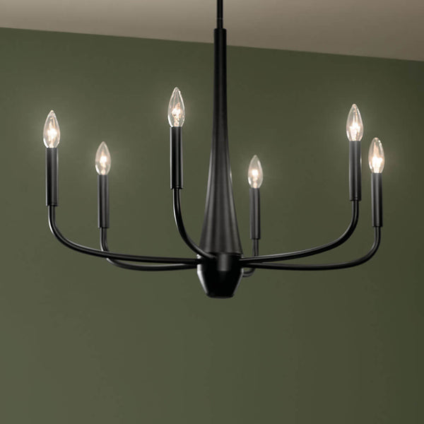 Nerra 28" Six Lights Chandelier, Black