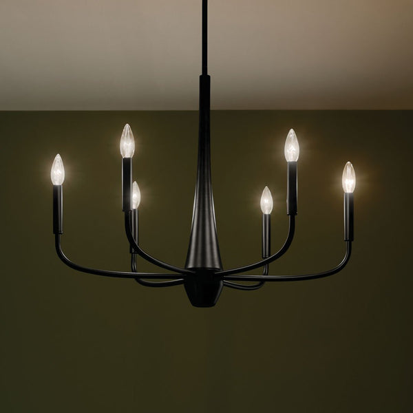 Nerra 28" Six Lights Chandelier, Black