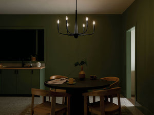 Nerra 28" Six Lights Chandelier, Black