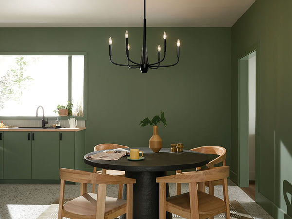 Nerra 28" Six Lights Chandelier, Black