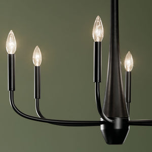 Nerra 28" Six Lights Chandelier, Black