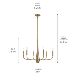 Nerra 28" Six Lights Chandelier, Champagne Bronze