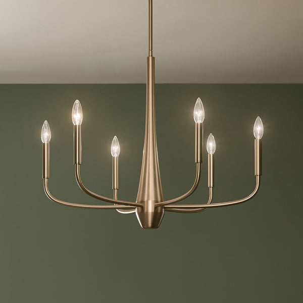 Nerra 28" Six Lights Chandelier, Champagne Bronze