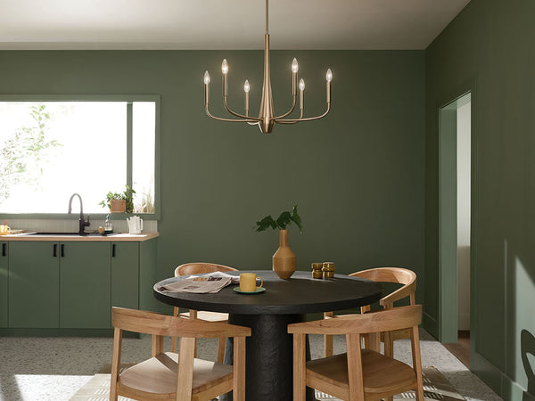 Nerra 28" Six Lights Chandelier, Champagne Bronze