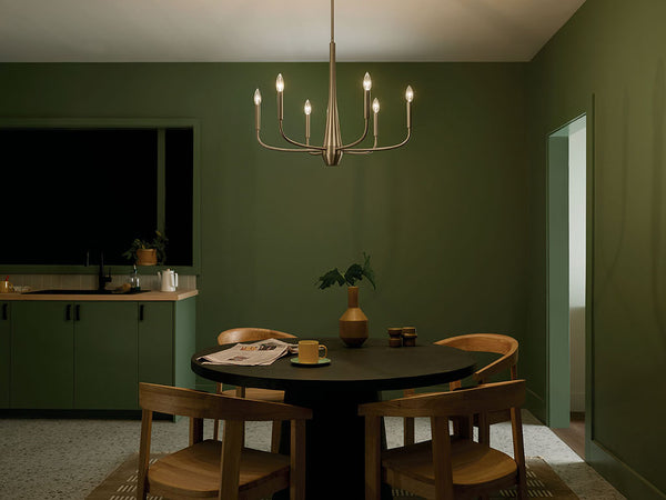 Nerra 28" Six Lights Chandelier, Champagne Bronze