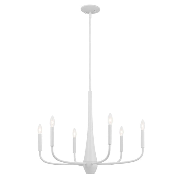 Sega 28" 6 Light Chandelier, White