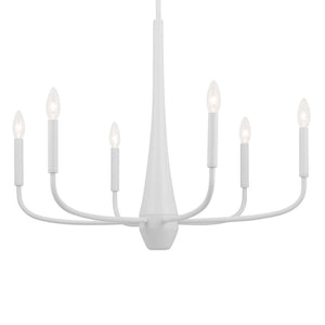 Nerra 28" Six Lights Chandelier, White
