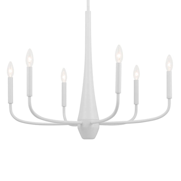 Nerra 28" Six Lights Chandelier, White