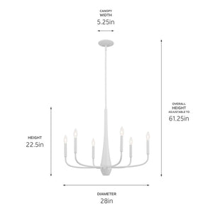 Nerra 28" Six Lights Chandelier, White