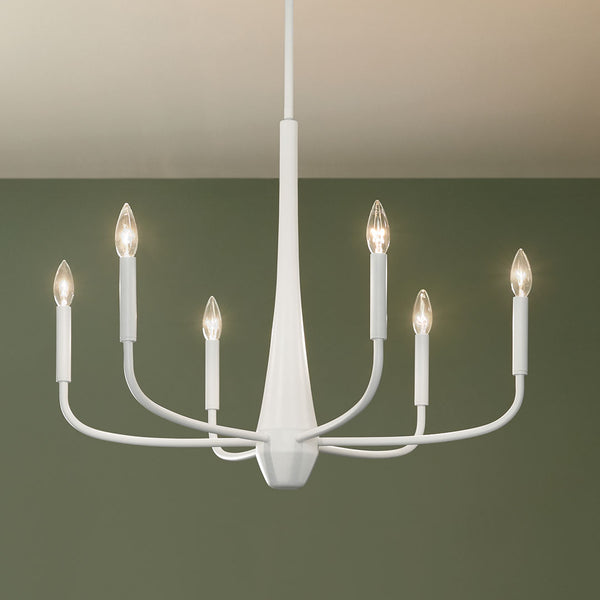 Nerra 28" Six Lights Chandelier, White