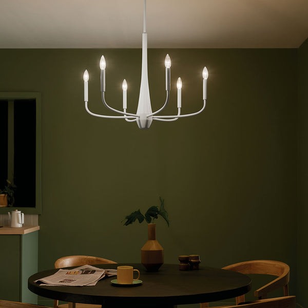 Nerra 28" Six Lights Chandelier, White