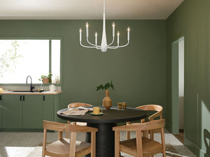 Nerra 28" Six Lights Chandelier, White