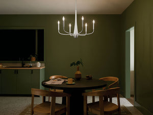 Nerra 28" Six Lights Chandelier, White