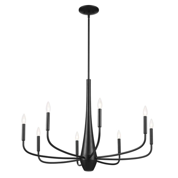Sega 36" 8 Light Chandelier, Black