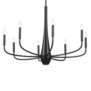 Nerra 36" Eight Lights Chandelier, Black
