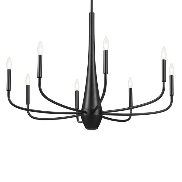 Nerra 36" Eight Lights Chandelier, Black