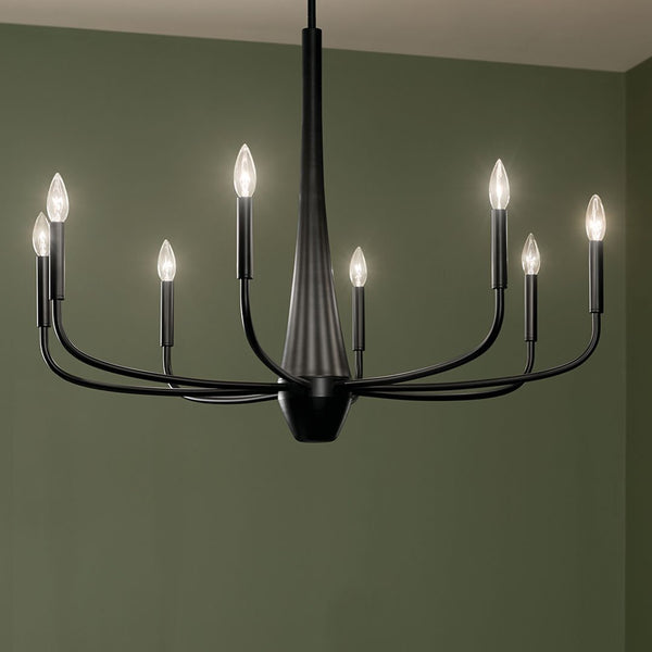 Nerra 36" Eight Lights Chandelier, Black