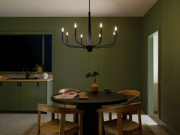 Nerra 36" Eight Lights Chandelier, Black