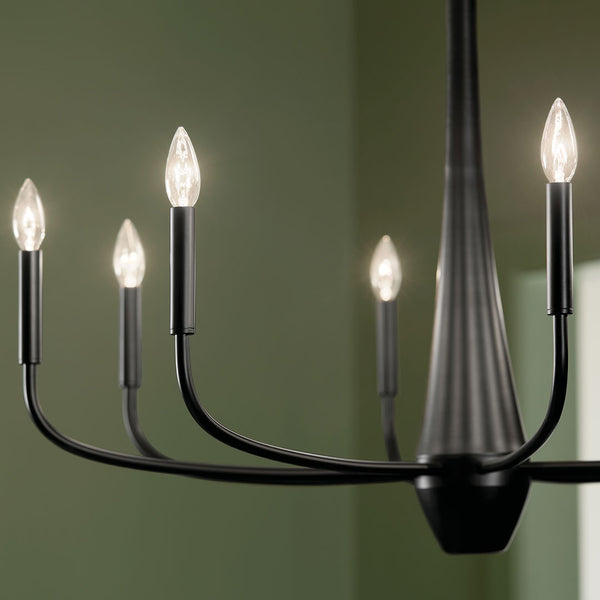 Nerra 36" Eight Lights Chandelier, Black