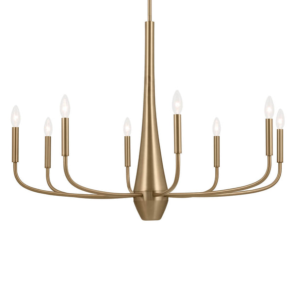 Nerra 36" Eight Lights Chandelier, Champagne Bronze