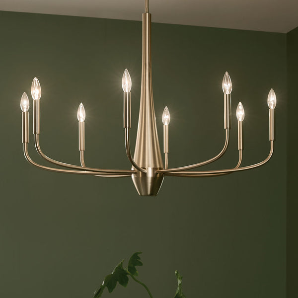 Nerra 36" Eight Lights Chandelier, Champagne Bronze