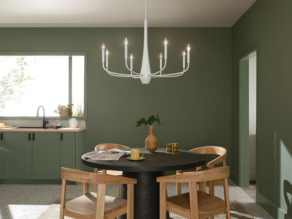 Nerra 36" Eight Lights Chandelier, White