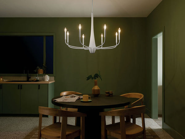 Nerra 36" Eight Lights Chandelier, White