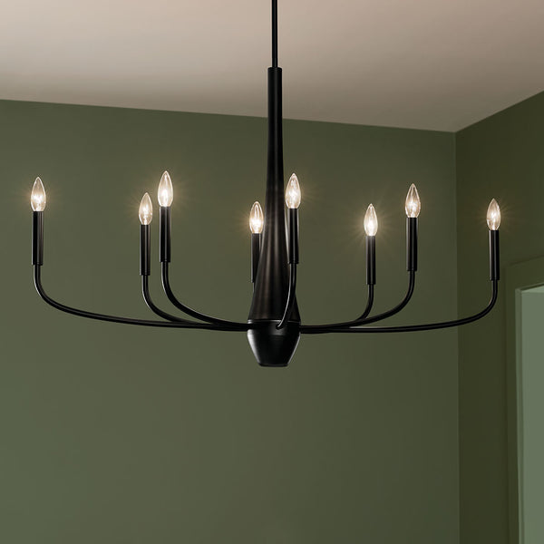 Nerra 18" Eight Lights Chandelier, Black