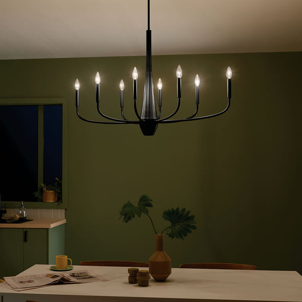 Nerra 18" Eight Lights Chandelier, Black