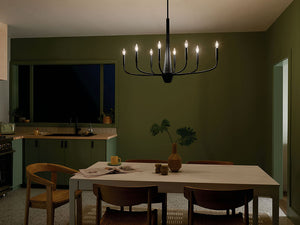 Nerra 18" Eight Lights Chandelier, Black