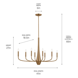 Nerra 18" Eight Lights Chandelier, Champagne Bronze