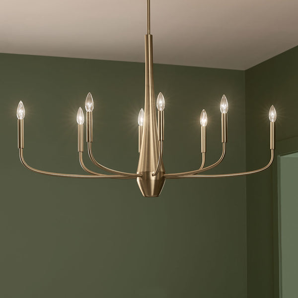 Nerra 18" Eight Lights Chandelier, Champagne Bronze