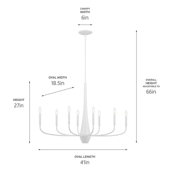 Nerra 18" Eight Lights Chandelier, White