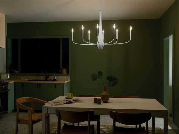 Nerra 18" Eight Lights Chandelier, White