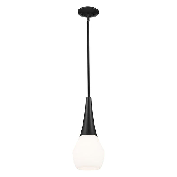 Sega 17" 1 Light Pendant, Satin Etched Cased Opal Glass / Black