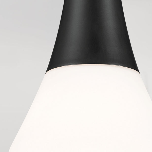 Nerra 7" One Light Pendant, Satin Etched Cased Opal Glass / Black