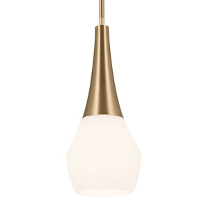 Nerra 7" One Light Pendant, Satin Etched Cased Opal Glass / Champagne Bronze