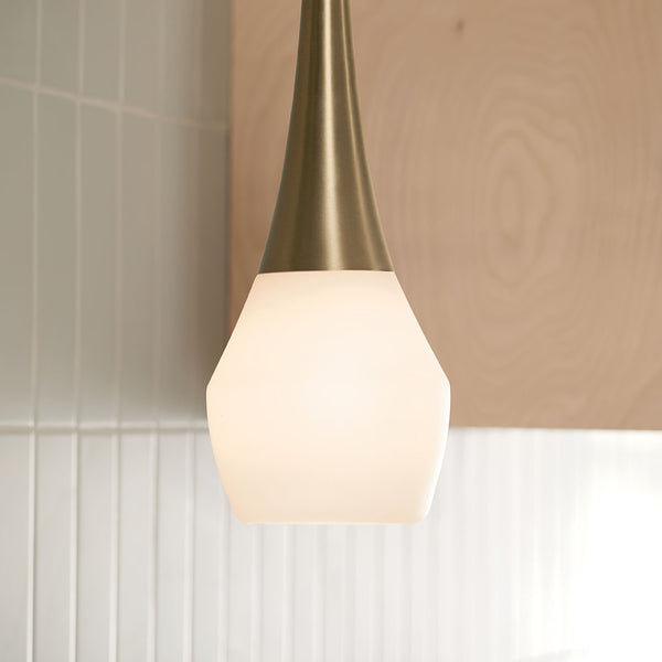 Nerra 7" One Light Pendant, Satin Etched Cased Opal Glass / Champagne Bronze