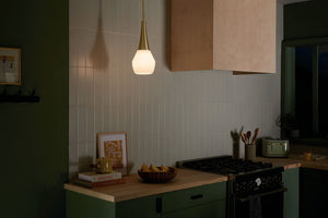 Nerra 7" One Light Pendant, Satin Etched Cased Opal Glass / Champagne Bronze