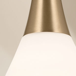 Nerra 7" One Light Pendant, Satin Etched Cased Opal Glass / Champagne Bronze