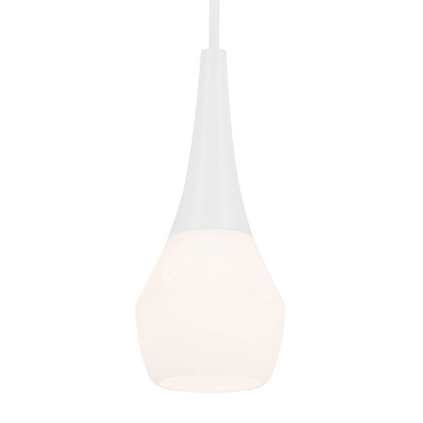 Nerra 7" One Light Pendant, Satin Etched Cased Opal Glass / White