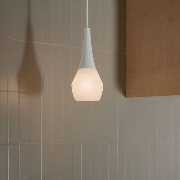 Nerra 7" One Light Pendant, Satin Etched Cased Opal Glass / White